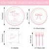 100PCS Pink Bow Baby Shower Plates and Napkins Bows Tableware Set Its A Girl Party Decoration Girls Baby Shower Parties Disposable Dessert Plate for Bowknot Themed Dinnerware Supplies Serve 25 view 2