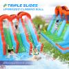 (2026 New) JOYMOR 10-in-1 Inflatable Water Slides for Ages 3-8 Backyard with 3 Slides, Large Climbing Wall, Water Cannon, 1 min Blow up Water Slide for Outdoor Party w/Strong Blower, Ball view 2