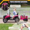 24V 7Ah Ride On Tractor w/Tiltable & Detachable Trailer, Anrli Kids Electric Vehicles Tractor w/400W Motors, Adjustable Seat, Remote Control, Bluetooth, Music, Power Tractor Wheels for Boys, Rose Red view 4