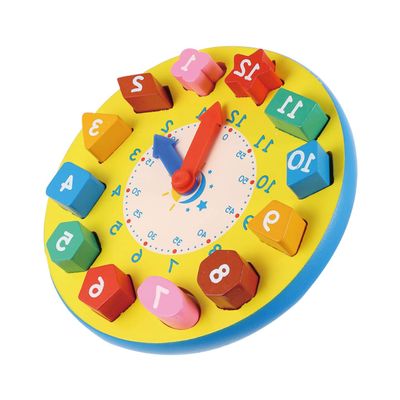 SKISUNO Shape Number Clock for Preschool Educational for Learning Time Recognition Fun Cognitive Teaching Tool for Early Childhood Development