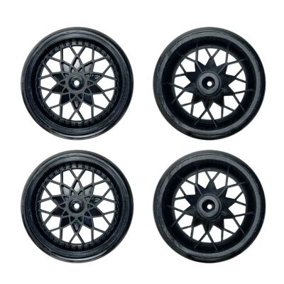 1 Set Rubber Drifting Tires Thin Tire Wheel Kit for WPL D12 D42 RC Truck Road Racing Modification Upgrade Spare Parts(Black 1Set)