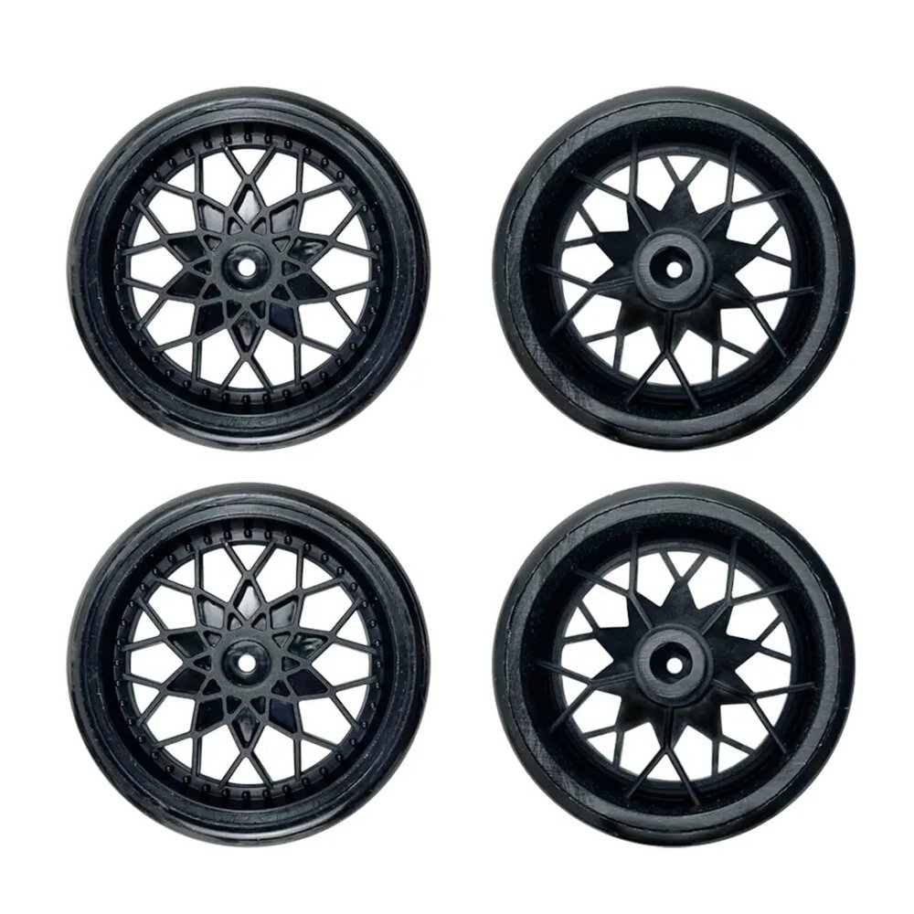 1 Set Rubber Drifting Tires Thin Tire Wheel Kit for WPL D12 D42 RC Truck Road Racing Modification Upgrade Spare Parts(Black 1Set)