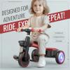 SEREED Colorful Lighting Toddler Tricycle for 2-5 Years Old Boys Girls, Adjustable Seat&Handlebar Trike, Removable Basket, Birthday Gift Idea for Kids Ages 2+ (Red Black) view 3