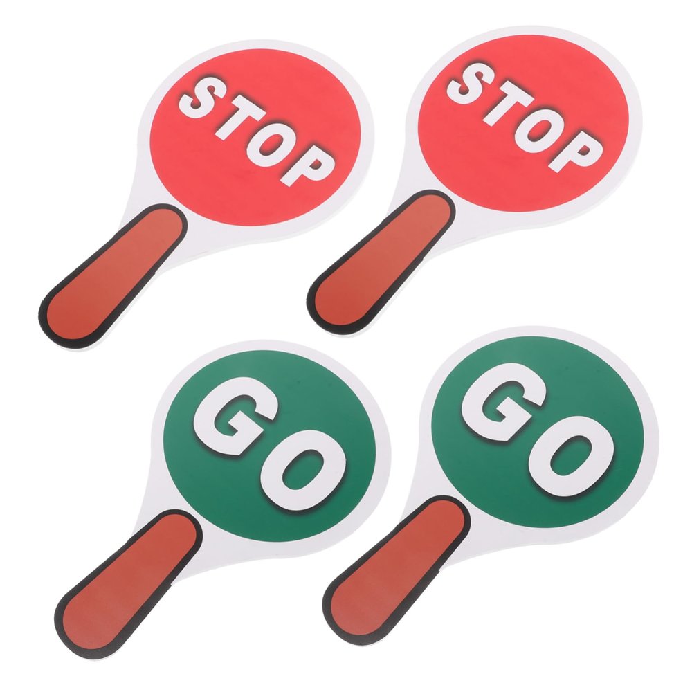 CAXUSD 2set Educational Traffic Safety Sign Stop Handheld Double-sided Road Parking for Boys and Girls Boy Girl at Play Safety Toy Stop