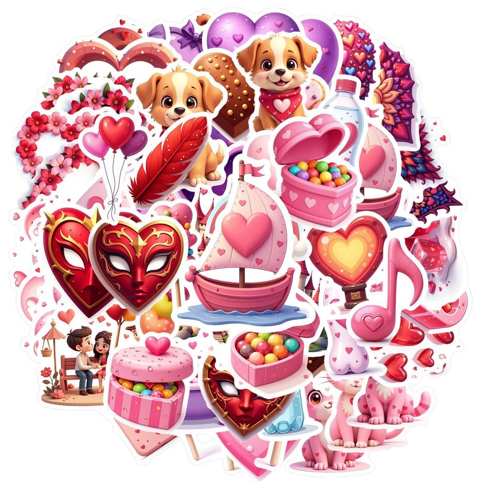 100Pcs Cartoon Valentines Stickers, Waterproof Love Sticker for Water Bottle Laptop Phone Cases Planner Skateboard Luggage Helmet Party Favor Decor, Ideal for Adults Teens Teacher Rewards C1K371F