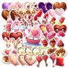 100Pcs Cartoon Valentines Stickers, Waterproof Love Sticker for Water Bottle Laptop Phone Cases Planner Skateboard Luggage Helmet Party Favor Decor, Ideal for Adults Teens Teacher Rewards C1K371F view 2