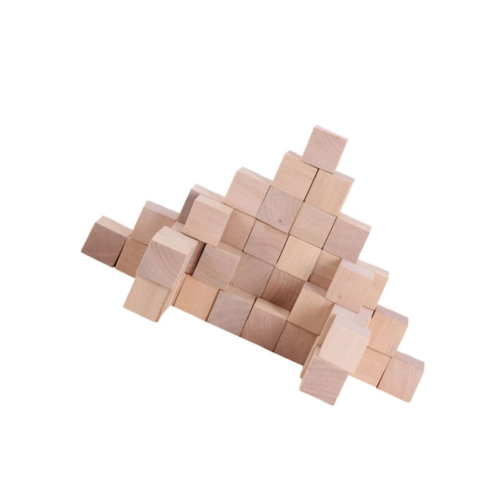 VILLCASE 50pcs DIY Craft Cubes Lotus Wood Square Blocks Centimeter Cubes for Building Decor