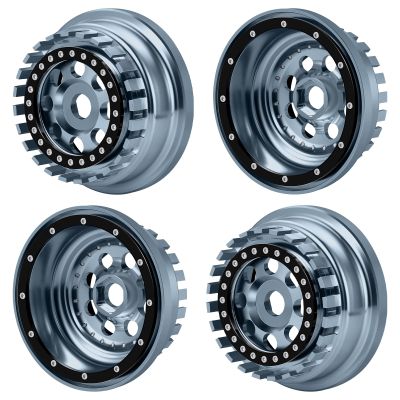 4Pcs Aluminium Beadlock Wheel Rims For 1/7 Mojave 6S EXB & 1/8 Mojave 4S BLX Desert Truck(Titanium)