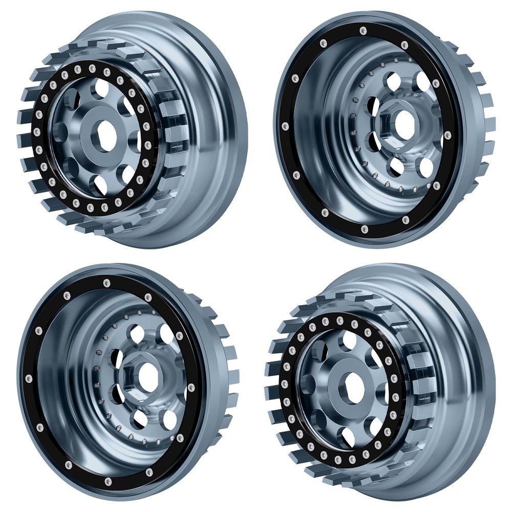 4Pcs Aluminium Beadlock Wheel Rims For 1/7 Mojave 6S EXB & 1/8 Mojave 4S BLX Desert Truck(Titanium)