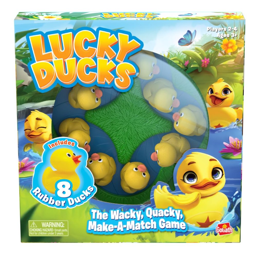 Goliath Lucky Ducks Game | Includes 8 Rubber Ducks | Develops Memory Matching Skills for Preschoolers | 2-4 Players, Ages 3+