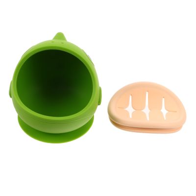 KOMBIUDA Multipurpose Silicone Boy Girl Bowl with Cup Base Unbreakable Food-grade Silicone Snack Bowl for Boy Girl Easy to Clean Dinosaur Design Safe for All Foods and Snacks