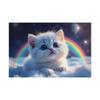 1000 Piece Cat Jigsaw Puzzles - Fluffy White Baby Kitten, Celestial Rainbow Sky, Premium Glossy Finish, Travel Size Compact Box, Reference Picture Included view 2