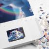 1000 Piece Cat Jigsaw Puzzles - Fluffy White Baby Kitten, Celestial Rainbow Sky, Premium Glossy Finish, Travel Size Compact Box, Reference Picture Included view 4