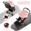 HONEY JOY Lightweight Baby Stroller, Compact Travel Stroller for Airplane, Fits Airplane Cabin & Overhead, One-Hand Gravity Fold, Self-Standing Toddler Stroller w/Adjustable Backrest/Canopy(Pink) view 4