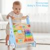 INFANS Wooden Baby Walker, Montessori Walker with Multiple Activity Toys, Storage, Push Walker Toys for Infant Learning to Walk, Sit to Stand Walker for Boys Girls view 3
