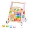 INFANS Wooden Baby Walker, Montessori Walker with Multiple Activity Toys, Storage, Push Walker Toys for Infant Learning to Walk, Sit to Stand Walker for Boys Girls view 1