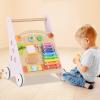INFANS Wooden Baby Walker, Montessori Walker with Multiple Activity Toys, Storage, Push Walker Toys for Infant Learning to Walk, Sit to Stand Walker for Boys Girls view 2