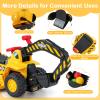 GLACER Ride on Excavator, 6V Toddler Excavator Toys for Boys 3-5 Year Old with Flexible Bucket, Digging Scoop, Balls, Basketball Hoop, Horn, Underneath Storage, Construction Toys for Kids view 2