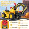 GLACER Ride on Excavator, 6V Toddler Excavator Toys for Boys 3-5 Year Old with Flexible Bucket, Digging Scoop, Balls, Basketball Hoop, Horn, Underneath Storage, Construction Toys for Kids view 4