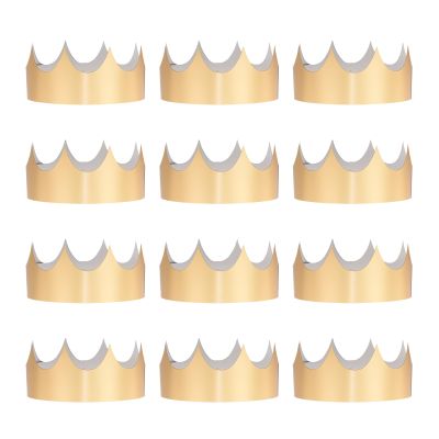 MECCANIXITY 12 Pcs Paper Crowns Gold Foil Birthday Crowns Bulk Party Hats for Birthday Party Hats Decoration Crown Party Supplies,Classic Style