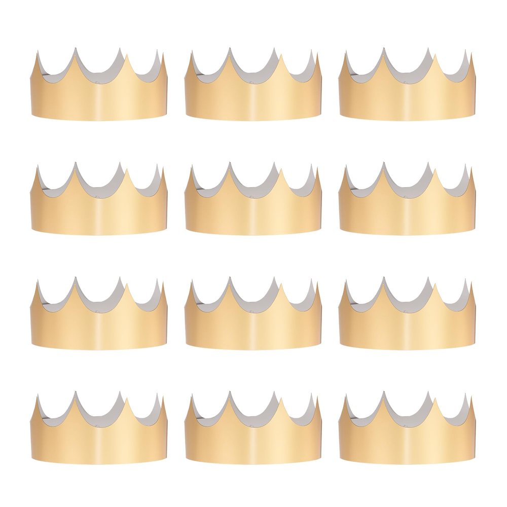 MECCANIXITY 12 Pcs Paper Crowns Gold Foil Birthday Crowns Bulk Party Hats for Birthday Party Hats Decoration Crown Party Supplies,Classic Style