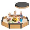 85''x78''x9'' Octagon Sandbox with Cover for Kids Outdoor Play, Wood Large Sandpit with 4 Benches, Quick Easy Install view 1