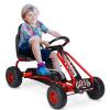 GLACER Kids Pedal Go Kart, Metal 4 Wheel Off-Road Pedal Go Cart with Steering Wheel, Adjustable Seat, Handbrake, Non-Slip Big Wheels, Outdoor Racer Ride On Pedal Car for Boys & Girls (Red) view 1
