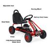 GLACER Kids Pedal Go Kart, Metal 4 Wheel Off-Road Pedal Go Cart with Steering Wheel, Adjustable Seat, Handbrake, Non-Slip Big Wheels, Outdoor Racer Ride On Pedal Car for Boys & Girls (Red) view 4