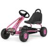 GLACER Kids Pedal Go Kart, Metal 4 Wheel Off-Road Pedal Go Cart with Steering Wheel, Adjustable Seat, Handbrake, Non-Slip Big Wheels, Outdoor Racer Ride On Pedal Car for Boys & Girls (Pink) view 1