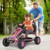 GLACER Kids Pedal Go Kart, Metal 4 Wheel Off-Road Pedal Go Cart with Steering Wheel, Adjustable Seat, Handbrake, Non-Slip Big Wheels, Outdoor Racer Ride On Pedal Car for Boys & Girls (Pink) view 2