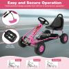 GLACER Kids Pedal Go Kart, Metal 4 Wheel Off-Road Pedal Go Cart with Steering Wheel, Adjustable Seat, Handbrake, Non-Slip Big Wheels, Outdoor Racer Ride On Pedal Car for Boys & Girls (Pink) view 3