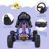 GLACER Kids Pedal Go Kart, Metal 4 Wheel Off-Road Pedal Go Cart with Steering Wheel, Adjustable Seat, Handbrake, Non-Slip Big Wheels, Outdoor Racer Ride On Pedal Car for Boys & Girls (Blue) view 4