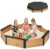 85''x78''x9'' Wooden Octagon Sandbox with Cover, Large Sandpit for Kids Outdoor Patio Backyard Play, Easy & Quick Assemble view 1