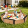 85''x78''x9'' Wooden Octagon Sandbox with Cover, Large Sandpit for Kids Outdoor Patio Backyard Play, Easy & Quick Assemble view 2