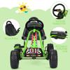 GLACER Kids Pedal Go Kart, Metal 4 Wheel Off-Road Pedal Go Cart with Steering Wheel, Adjustable Seat, Handbrake, Non-Slip Big Wheels, Outdoor Racer Ride On Pedal Car for Boys & Girls (Green) view 4