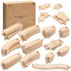 SainSmart Jr. Premium Wooden Train Track Set | 52-Piece Expandable 18FT Wood Railway System | Thomas & Brio Compatible with Storage Box | Ideal Gift for Kids 3-7 view 1