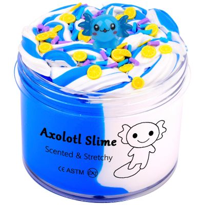 Axolotl Butter Slime Kits for Girls Boys,with Blue Charms,Super Soft and Non Sticky,DIY Scented Slime Party Favor for Girls Ages 8-12, Axolotl Slime Toy for Kids 7oz