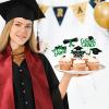 2026 Graduation Cupcake Toppers, 36 pack Green Glitter Class of 2026 Congrats Grad Diploma Grad Cap Cupcake Picks for 2026 Graduation Party decorating Supplies view 4