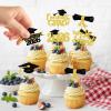 2026 Graduation Cupcake Toppers, 36 pack Gold Glitter Class of 2026 Congrats Grad Diploma Graduation Cap Cupcake Picks for 2026 Graduation Party decorating Supplies view 2