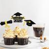 2026 Graduation Cupcake Toppers, 36 pack Gold Glitter Class of 2026 Congrats Grad Diploma Graduation Cap Cupcake Picks for 2026 Graduation Party decorating Supplies view 4