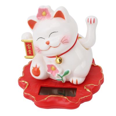 Zunate Solar Waving Cat Portable, Lucky Cat Waving Arm Solar Powered, Good Luck Fortune Feline Sun Powered for Home Office Car Dashboard Decor (2312A)
