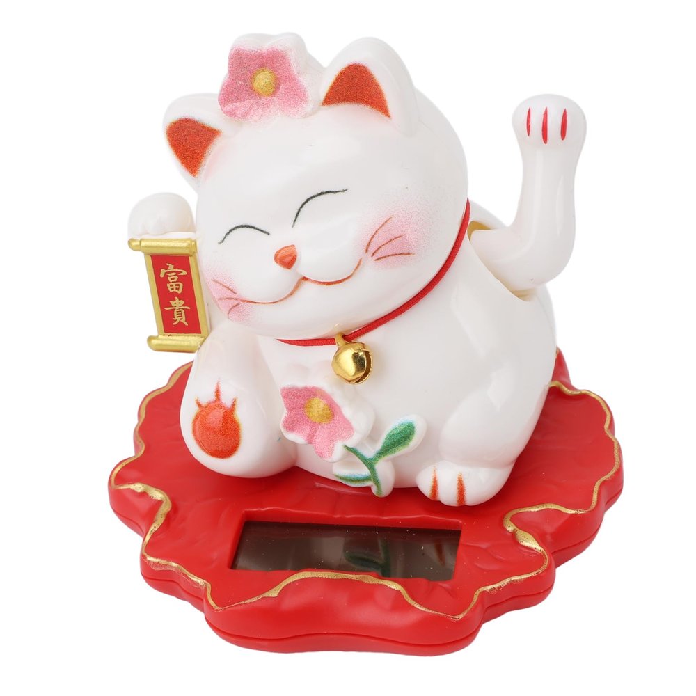 Zunate Solar Waving Cat Portable, Lucky Cat Waving Arm Solar Powered, Good Luck Fortune Feline Sun Powered for Home Office Car Dashboard Decor (2312A)