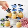 2026 Graduation Cupcake Toppers, 36 pack Blue Glitter Class of 2026 Congrats Grad Diploma Grad Cap Cupcake Picks for 2026 Graduation Party decorating Supplies view 3