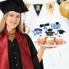 2026 Graduation Cupcake Toppers, 36 pack Blue Glitter Class of 2026 Congrats Grad Diploma Grad Cap Cupcake Picks for 2026 Graduation Party decorating Supplies view 4
