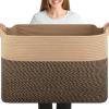 OIASKET XXXL Supre Large Blanket Basket for Clothes, Towels, Pillows, 108L Cotton Rope Storage Basket for Living Room, Supre Large Woven Toy Storage for Kids, 25" x 16" x 16", Brown and Black view 1