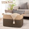 OIASKET XXXL Supre Large Blanket Basket for Clothes, Towels, Pillows, 108L Cotton Rope Storage Basket for Living Room, Supre Large Woven Toy Storage for Kids, 25" x 16" x 16", Brown and Black view 2