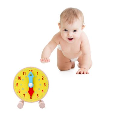 Hohopeti 1pc Wooden Educational Clock for Interactive Learning Time for and Babies Yellow Ideal for Early Education Activities and Time Recognition