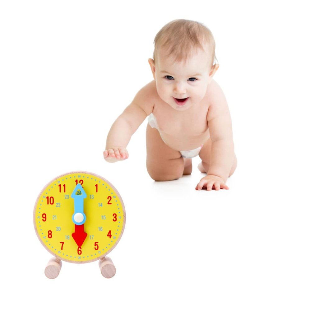 Hohopeti 1pc Wooden Educational Clock for Interactive Learning Time for and Babies Yellow Ideal for Early Education Activities and Time Recognition
