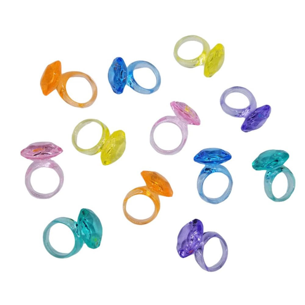 HOOTNEE Diy Acrylic Plastic Ring 74pcs Decorative Ring Toy Kid Colorful Flashing Set