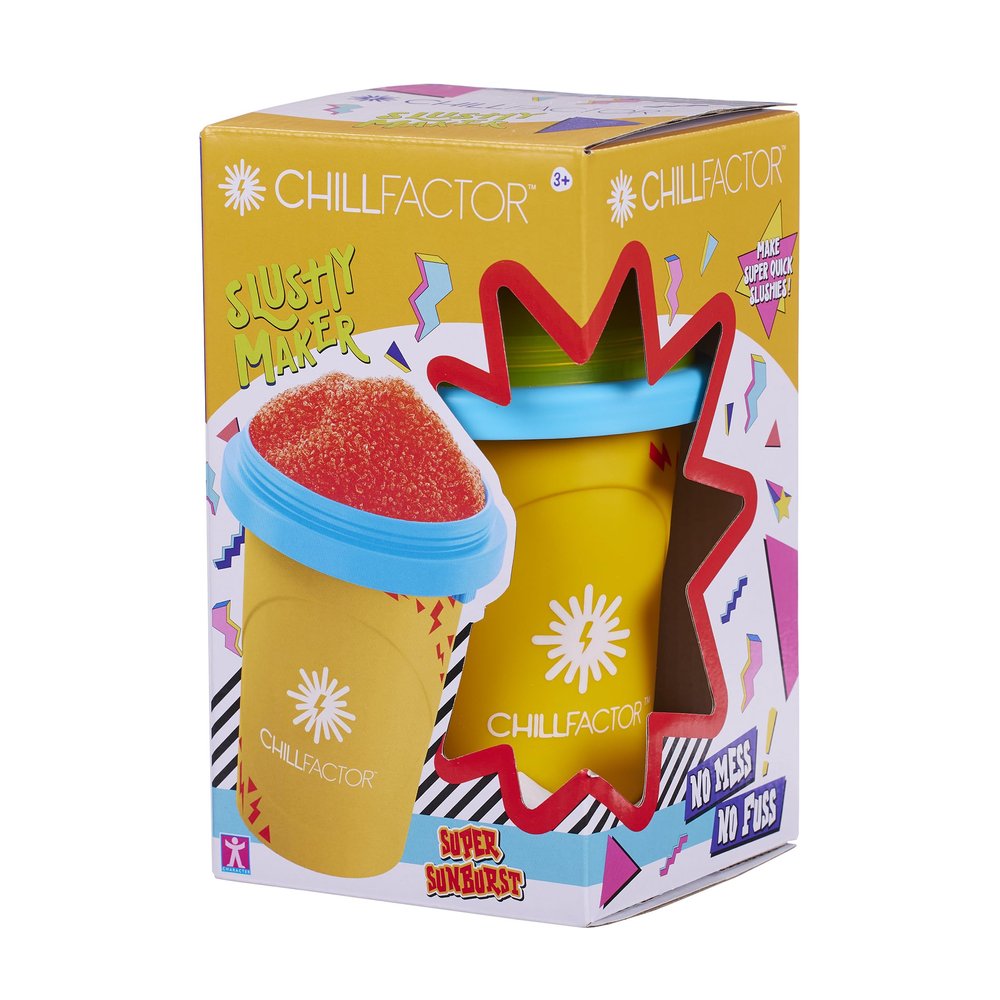 ChillFactor Colour Shock Slushy Maker Super Sunburst Reusable Slushy Maker Cup, Homemade Slushies Squeeze Cup Slushy Maker Kitchen Toy, Orange